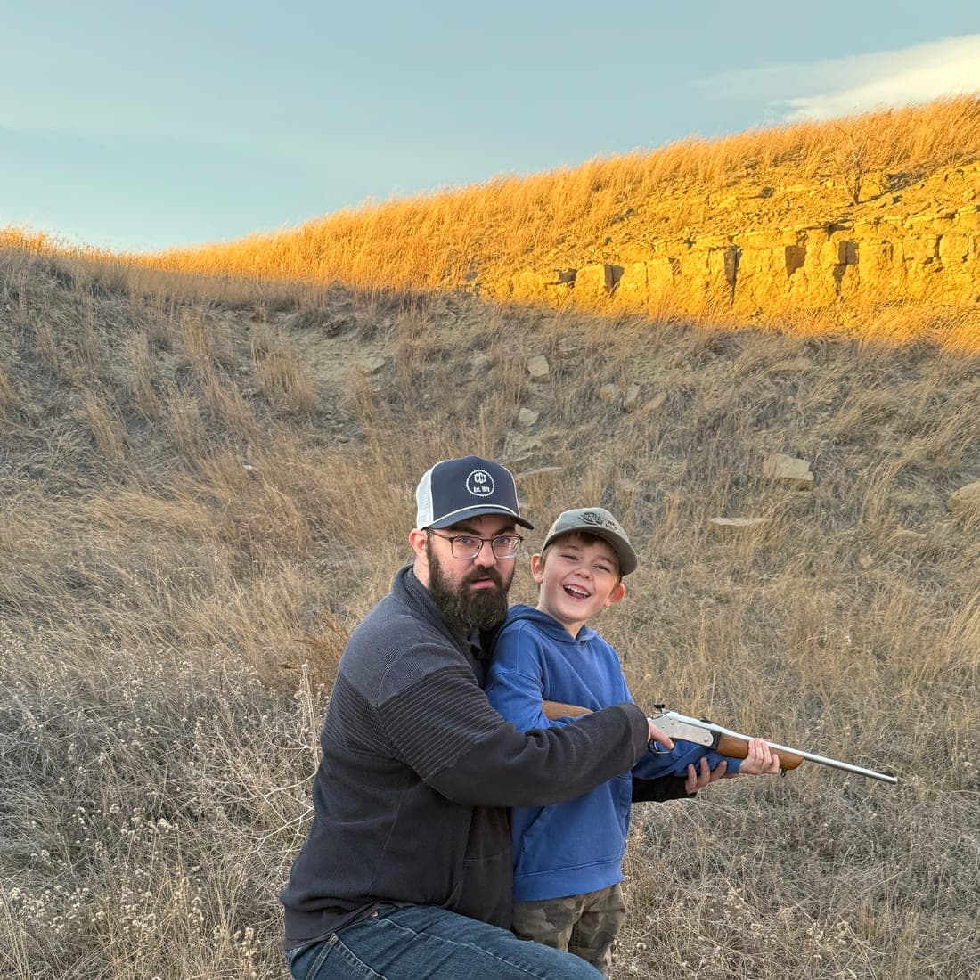 Scott and his son out hunting in the coulees