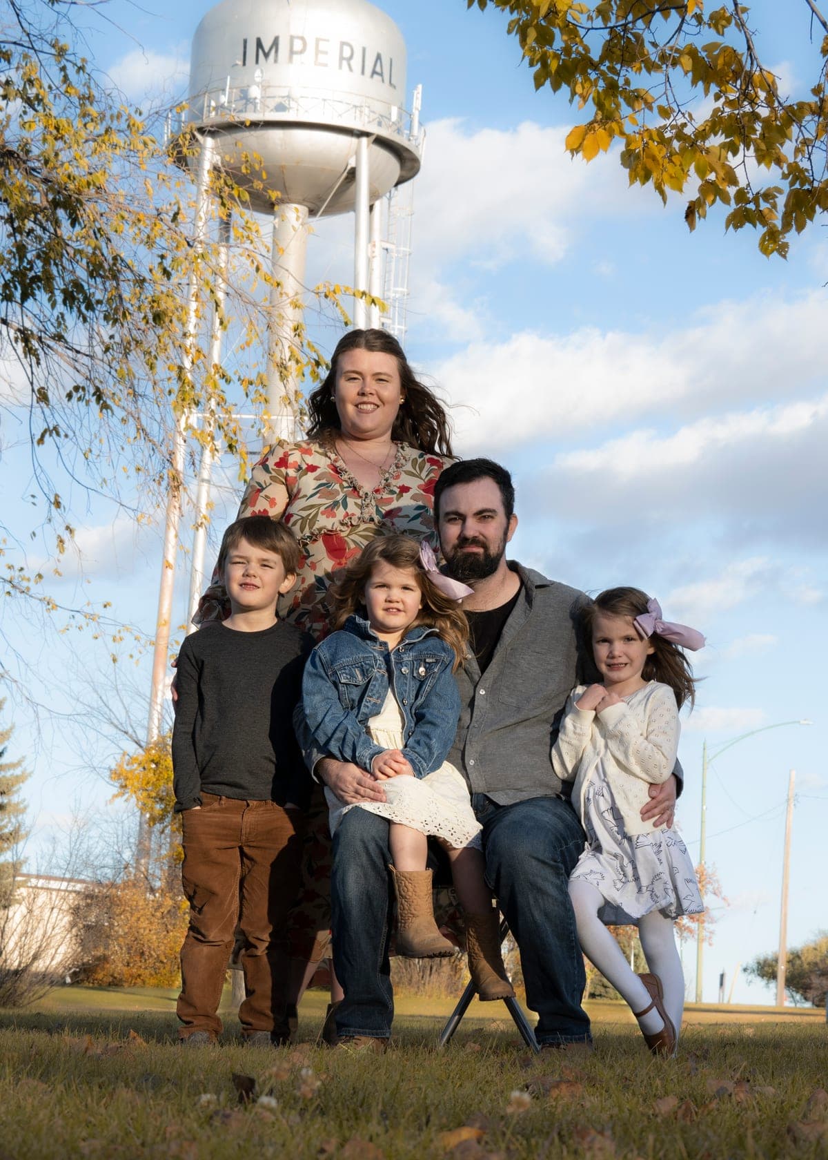 The Miller family under the Imperial water tower